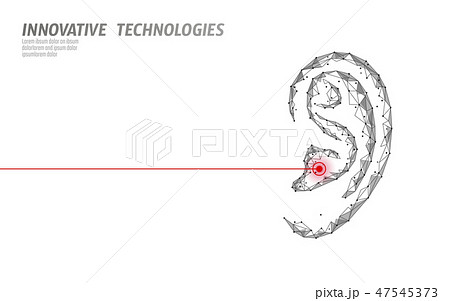 World Deaf Hearing Day. Human ear organ low poly. Polygonal triangle point line particle futuristic 47545373
