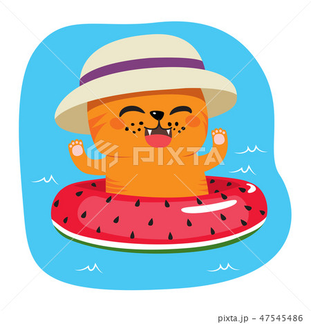 Cute lovely cat with hat on inflatable Cute lovely cat with hat on inflatable 47545486