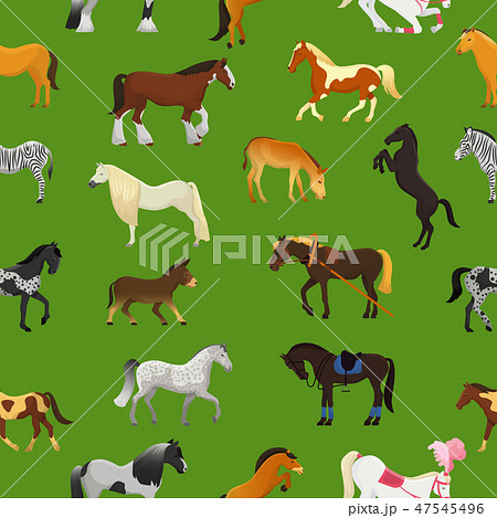 The Amazing of Cute Horse Cartoon Funny Character Pattern Wallpaper in  White Background Stock Illustration  Adobe Stock