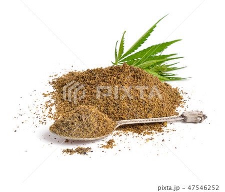 Hemp seed meal. Isolated on white background Hemp seed meal. Isolated on white background 47546252