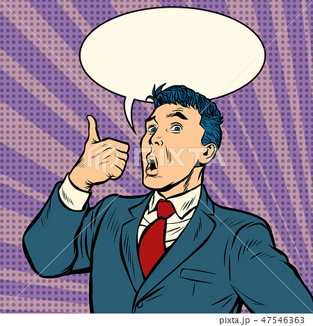 businessman surprise finger up gesture 47546363