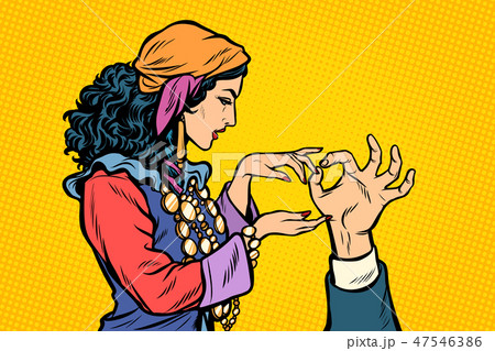 Woman fortune teller Gypsy. Palmistry hand Woman fortune teller Gypsy. Palmistry hand 47546386
