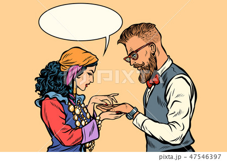 Gypsy palmist and hipster 47546397