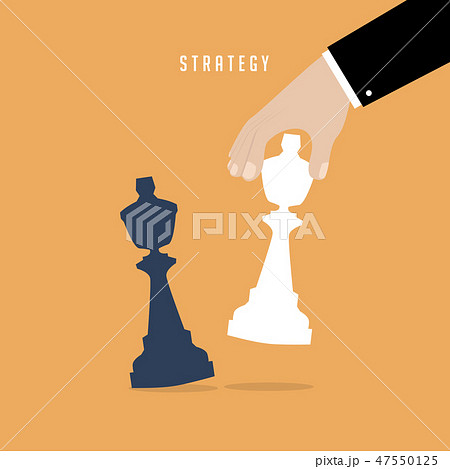 Strategist holding in hand chess figure white king Strategist holding in hand chess figure white king 47550125