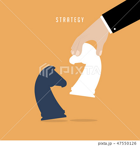Strategist holding in hand chess figure horse. Strategist holding in hand chess figure horse. 47550126