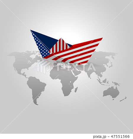 Paper boat with United States Flag 47551566