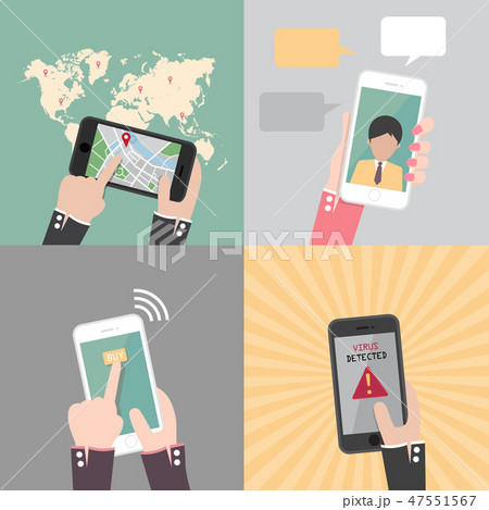 Set of hand holding and gestures on smartphone 47551567