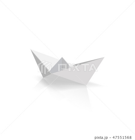 Origami paper ship sailing on white background 47551568