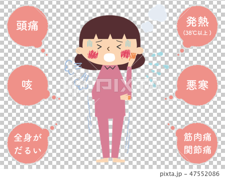 用於解釋冠狀病毒、流感和感冒等症狀的插圖 47552086