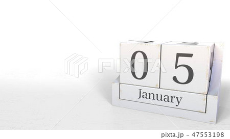 January 5 date on wood bricks calendar. 3D rendering January 5 date on wood bricks calendar. 3D rendering 47553198