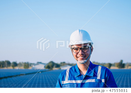 electrician inspect and checking solar equipment 47555031