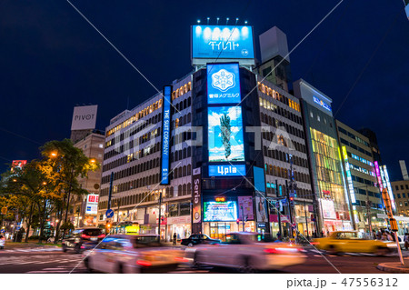 北海道 札幌 中心街の夜の写真素材