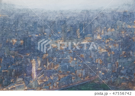 Aerial view of a highway intersection in Osaka Aerial view of a highway intersection in Osaka 47556742