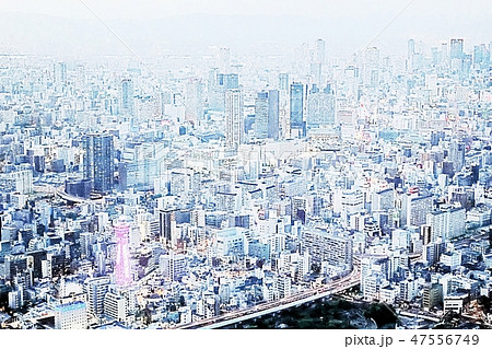 Aerial view of a highway intersection in Osaka 47556749