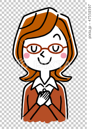 Glasses wearing a woman: Shy Glasses wearing a woman: Shy 47558597