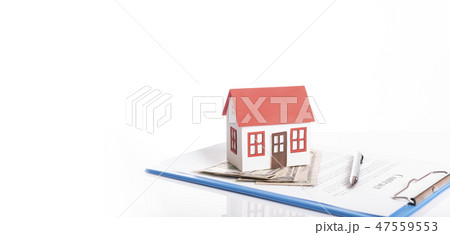 model house and dollar money with contract paper model house and dollar money with contract paper 47559553