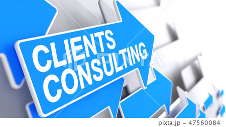 Clients Consulting - Text on the Blue Pointer. 3D. 47560084