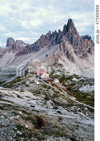 Tre Cime di Lavaredo peak at sunset 47560998