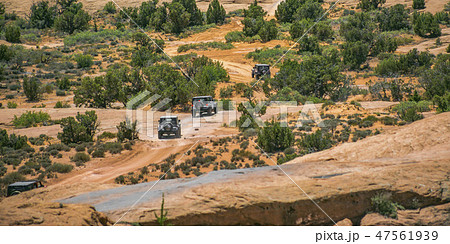 Off road trail with vehicles in Moab Utah 47561939