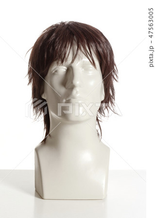 Mannequin Male Head with Wig on White 47563005