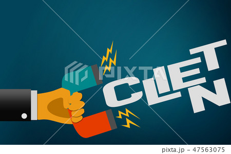 Horseshoe magnet magnetizes the word client 47563075