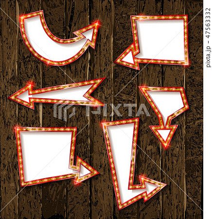 Big set of retro banners with glowing lamps. 47563332