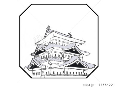イラスト　弘前城　100名城 47564221