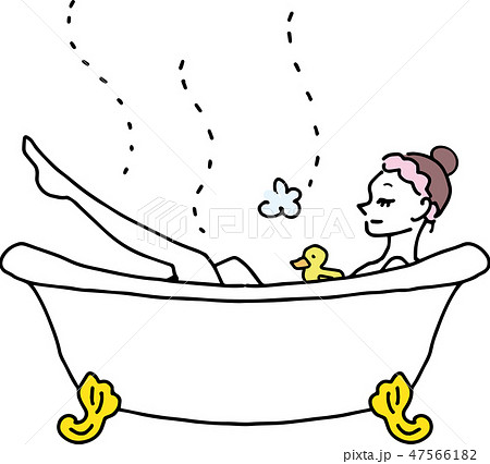 お風呂に入る女性 美容のイラスト素材 47566182 Pixta