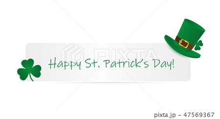 happy St. Patricks Day paper label with hat and clover happy St. Patricks Day paper label with hat and clover 47569367
