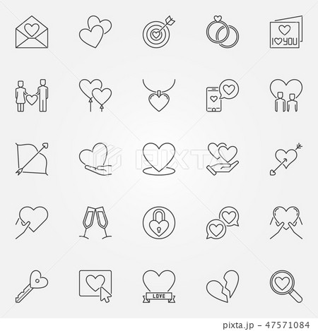 Love outline vector icons set. Valentine's Day...のイラスト素材 [47571084] - PIXTA