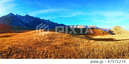 Panorama of the high plateau in the autumn high in the mountains 47571274