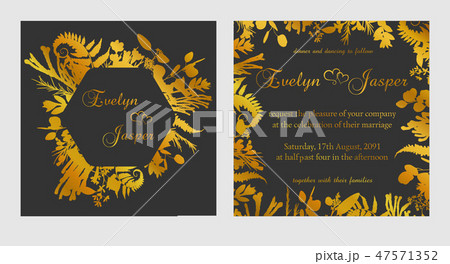 Vector set of wedding invitations. On a dark 47571352