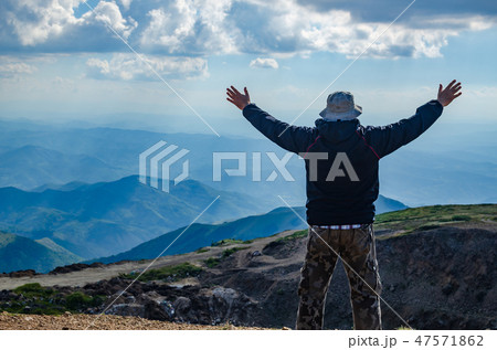 Hiker watching a landscape Hiker watching a landscape 47571862
