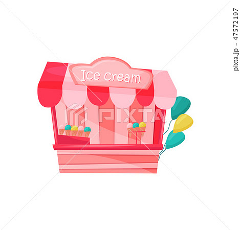 Pink Ice Cream Stall Decorated With Colorful Stock Illustration