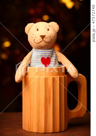 wool toy bear red heart wooden glass gold bokeh st 47572740