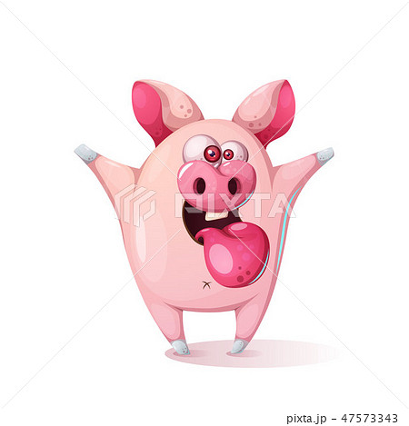 Cute Cartoon Pig Children Illustration のイラスト素材