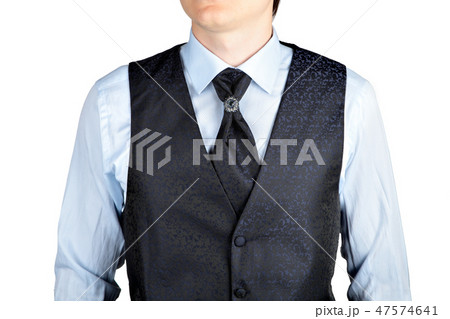 Dark blue men waistcoat with jacquard pattern 47574641