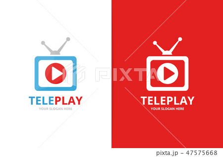 Vector button play and tv logo combination. Record and television symbol or icon. Unique help and 47575668