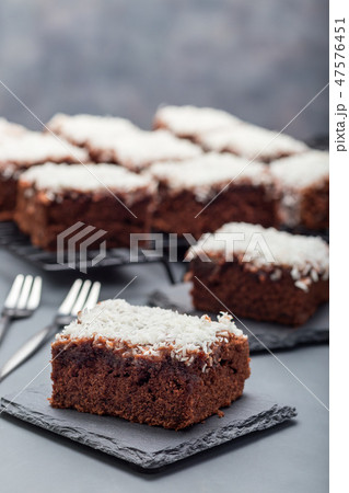Brownie with coconut flakes, swedish dessert 47576451