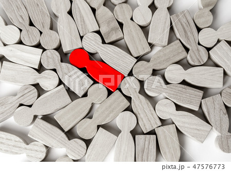 Red human figure among many other people 47576773