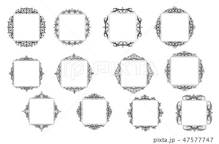Vintage vector swirl frame set Vintage vector swirl frame set 47577747