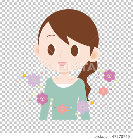 女性　上半身　花の香り　春 47578749