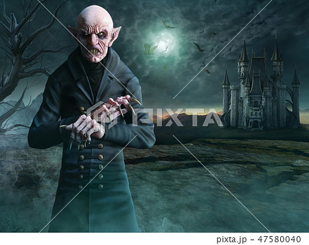 Vampire scene 3D illustration 47580040