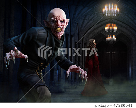 Vampire scene 3D illustration 47580041