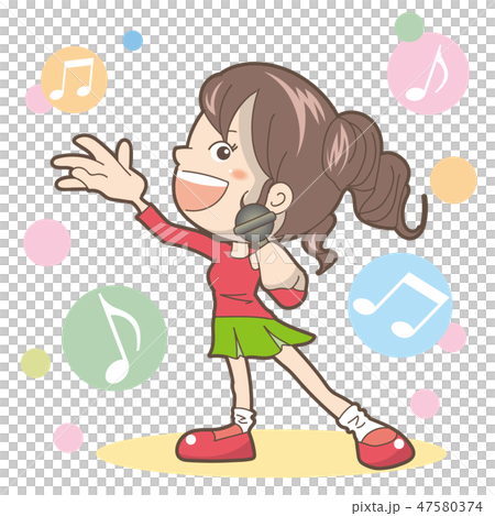カラオケ・女の子・横向き 47580374