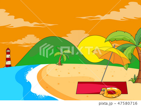 Flat summer beach landscape Flat summer beach landscape 47580716
