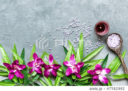 Thai Spa. Top view of hot stones setting Thai Spa. Top view of hot stones setting 47582992