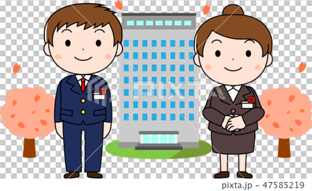 入社式 新入社員 新卒 ビジネスマン かわいいのイラスト素材