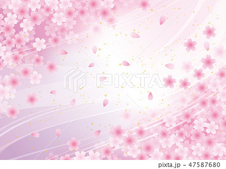 桜と波 花 春 和風 背景 ピンクのイラスト素材