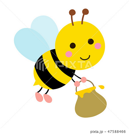 はちみつを集めるミツバチのイラスト素材